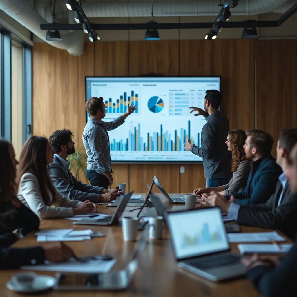 Equipo de consultores en reunión estratégica