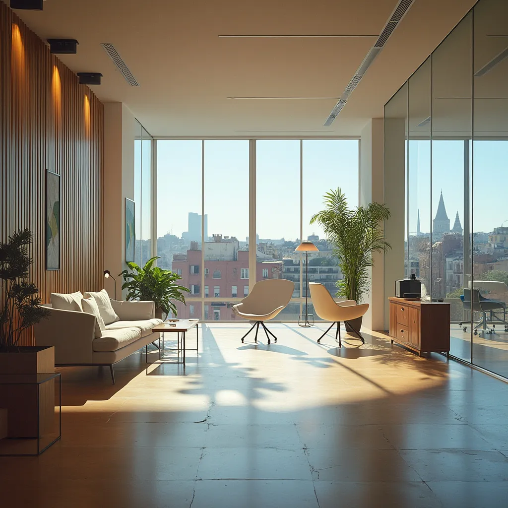 Oficina moderna en España con vistas a la ciudad